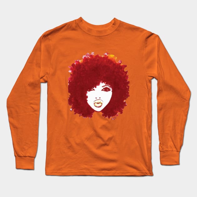 Curly Afro Autumn Natural Hair Long Sleeve T-Shirt by EllenDaisyShop